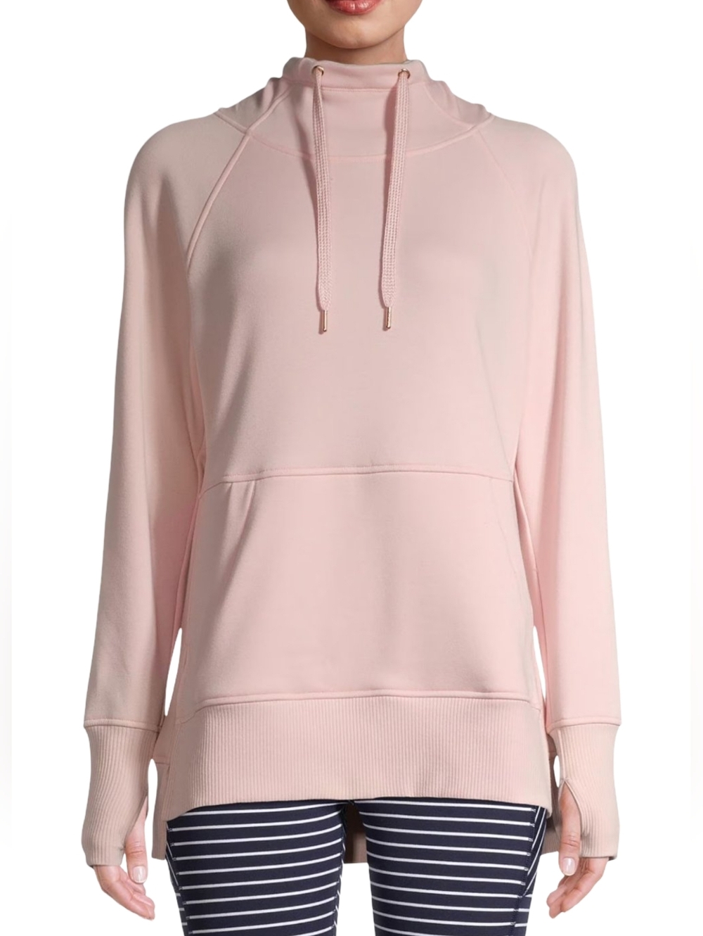 Athletic Works Womens Plus Size Light Pink Drawstring Pullover Hoodie Size XXL